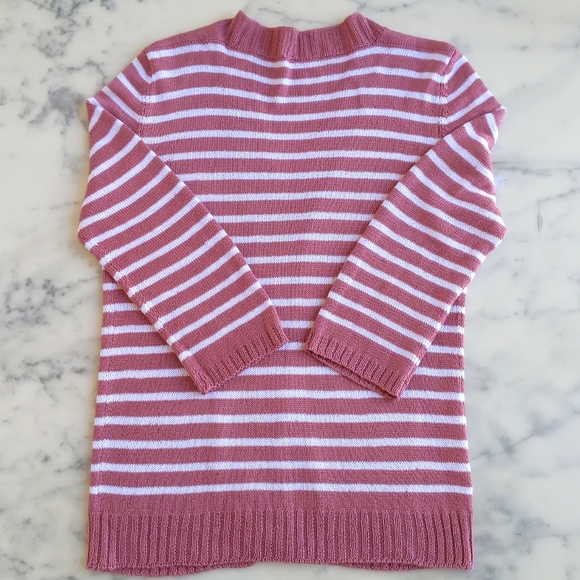 Openfront 3/4 Sleeve Cotton Striped Cardigan Sweater with Front Pockets. - Picture 4 of 4